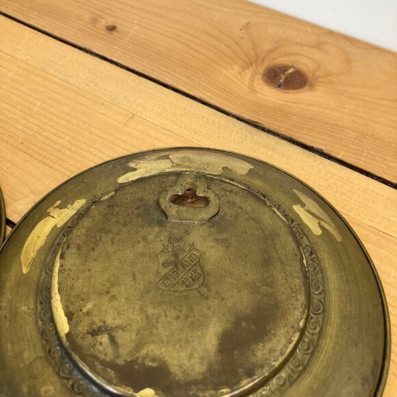 Brass Foil Art Decorative Plate Vintage Set Made in England Thatched Cottage - Picture 10 of 11